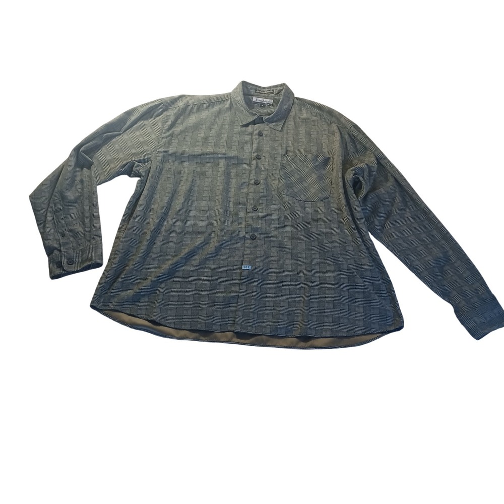 Firethorn Silver Mens XL Grey Plaid Textured Long Sleeve Button Down‎ Shirt